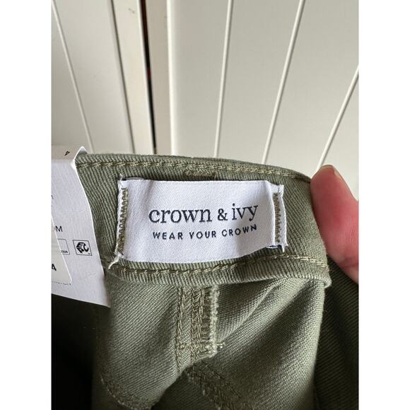 Crown & Ivy Womens Crop Jeans Sz 4R 4 Wide Leg Army Olive Green Denim NEW - Picture 5 of 6